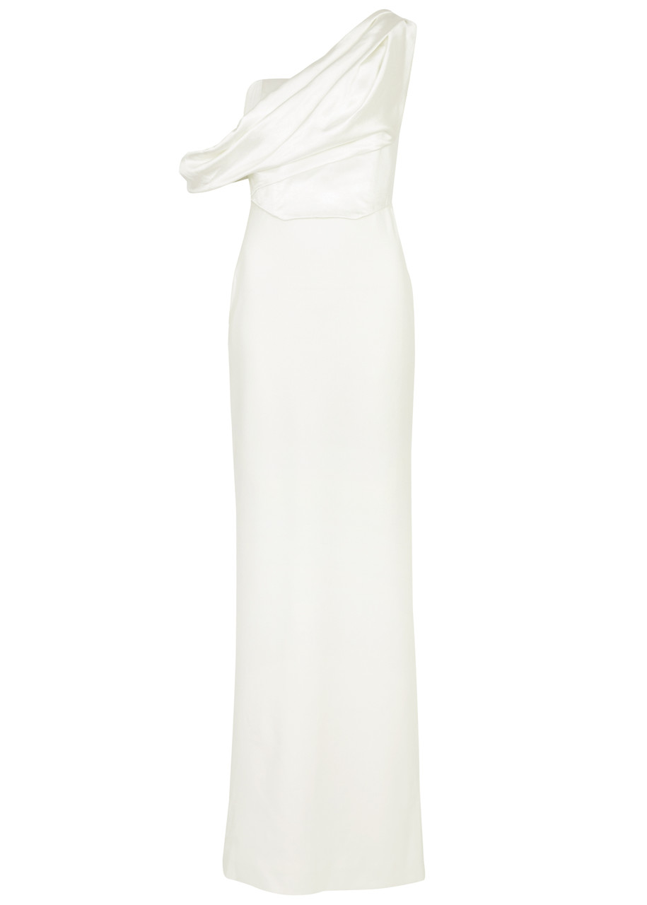 Solace London Kara Draped One-shoulder Maxi Dress - Cream - 6 (UK6 / XS)
