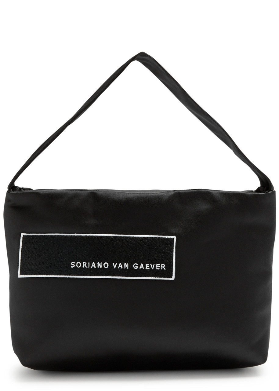 Soriano Van Gaever Tara Satin Top Handle Bag In Black