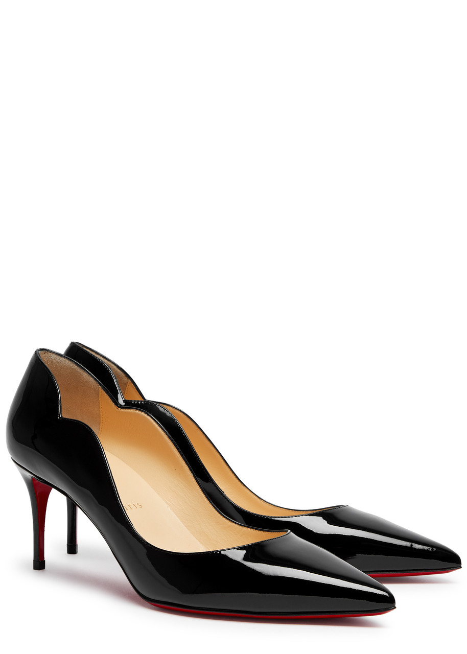 Christian Louboutin Hot Chick 70 Scalloped Patent-leather Pumps In Black