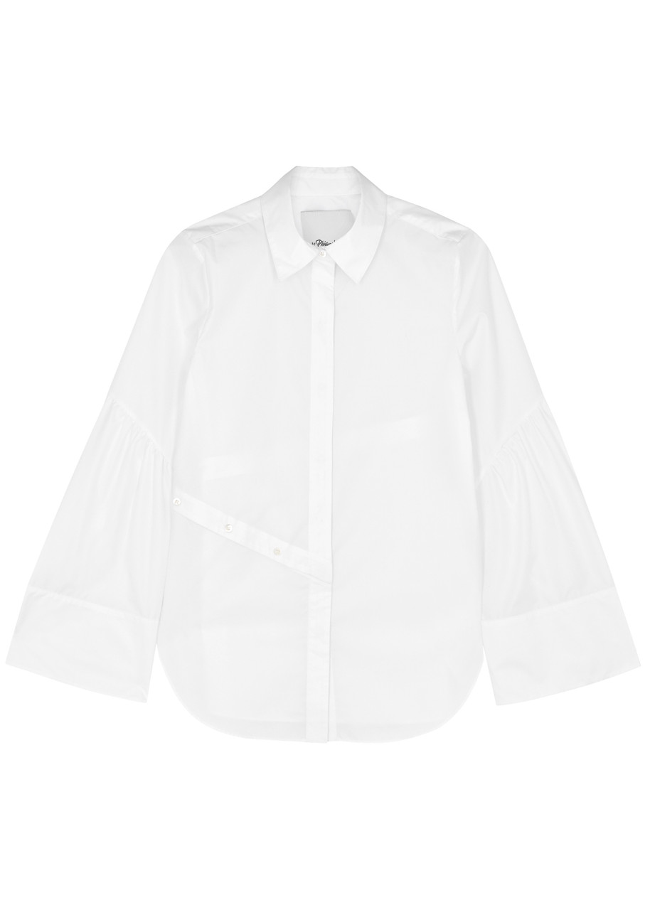 3.1 Phillip Lim / フィリップ リム Asymmetric Cotton-blend Poplin Shirt In White