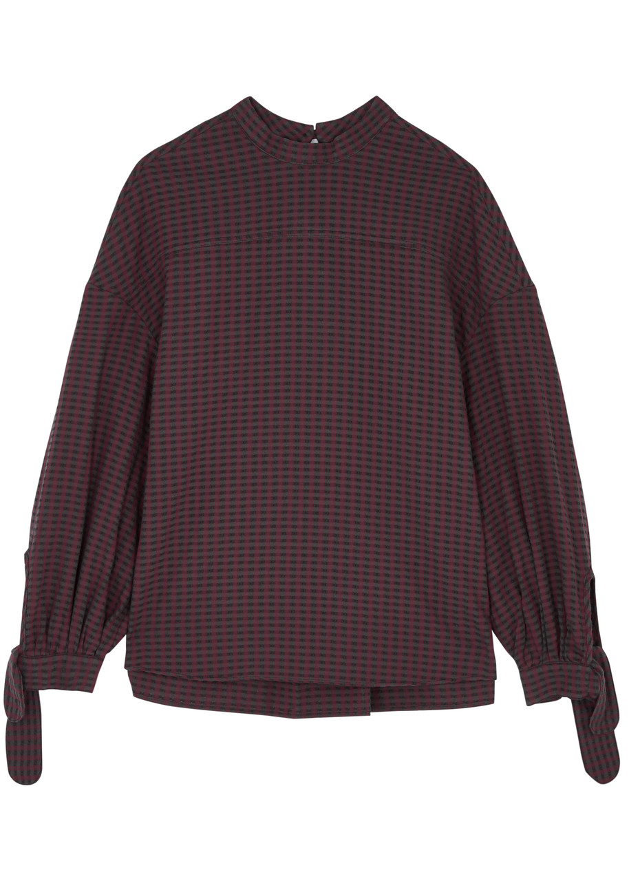 Ymc You Must Create Ymc Rush Gingham Seersucker Top In Burgundy