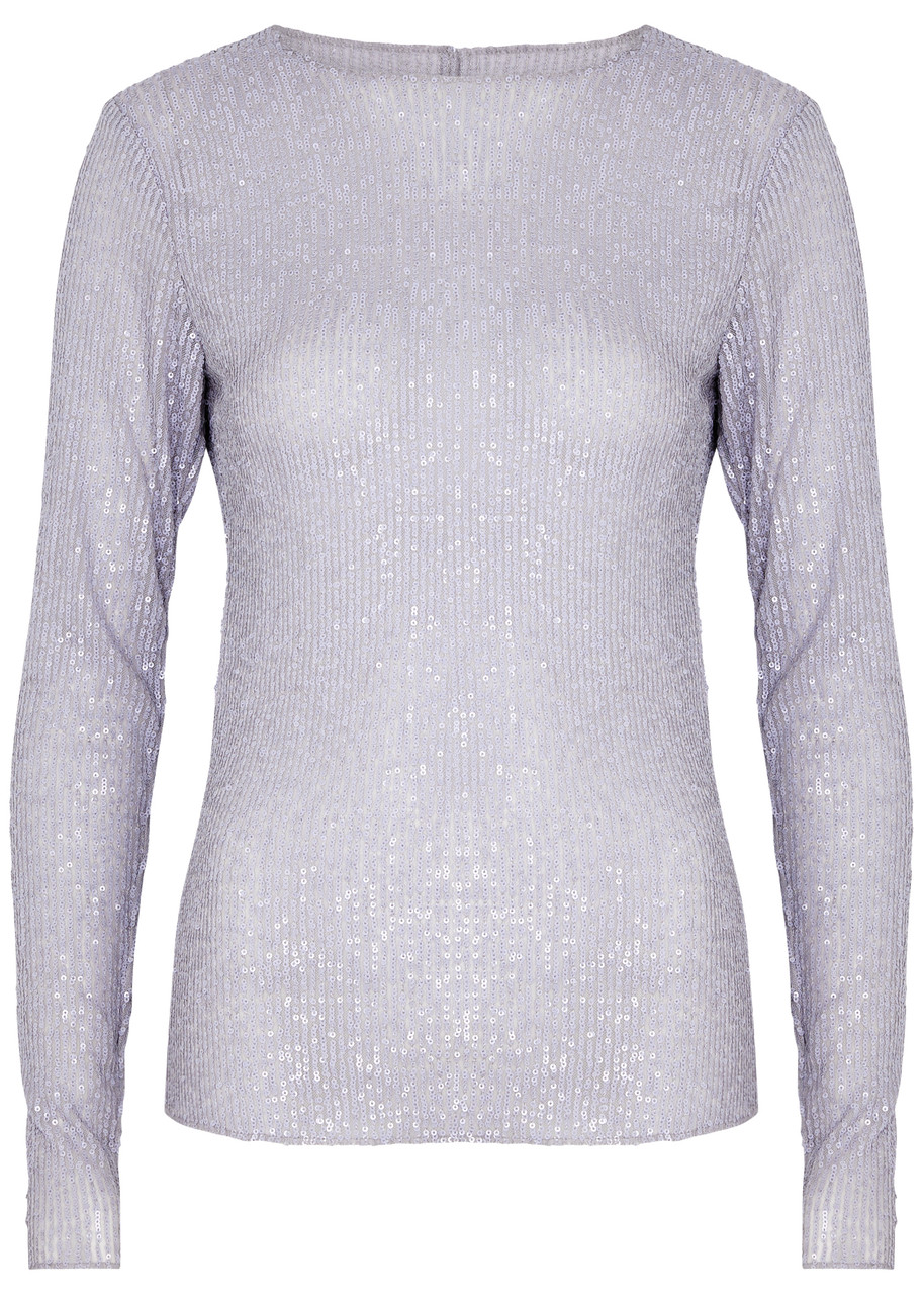 Free People Gold Rush Sequin Top In Lilac