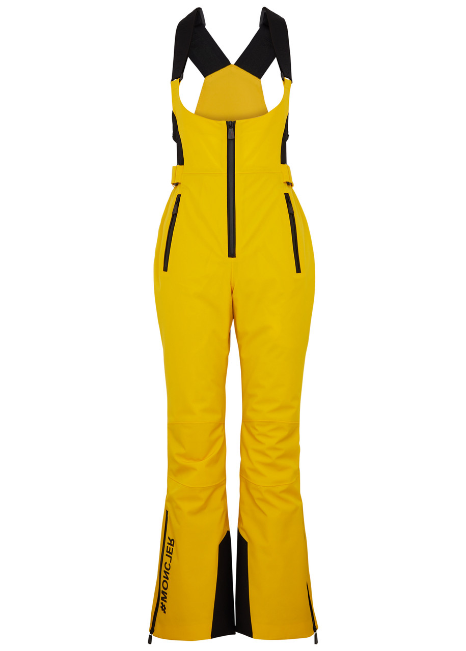 Shop Moncler Logo Padded Ski Suit In Yellow