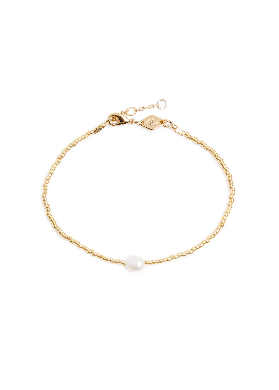 Pearly 18kt Gold-plated Beaded Bracelet