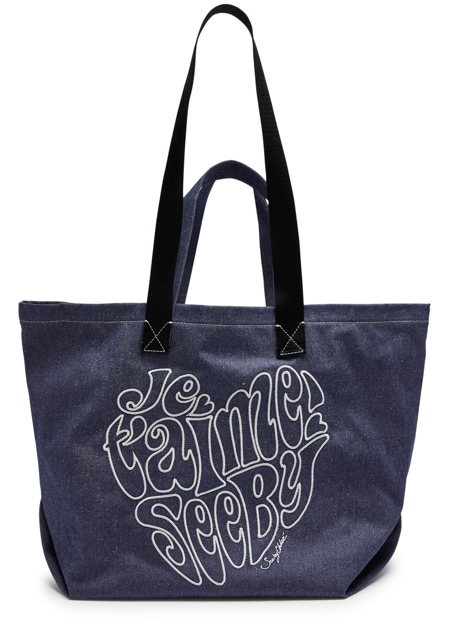 See By Chloé Je T'aime Embroidered Denim Tote