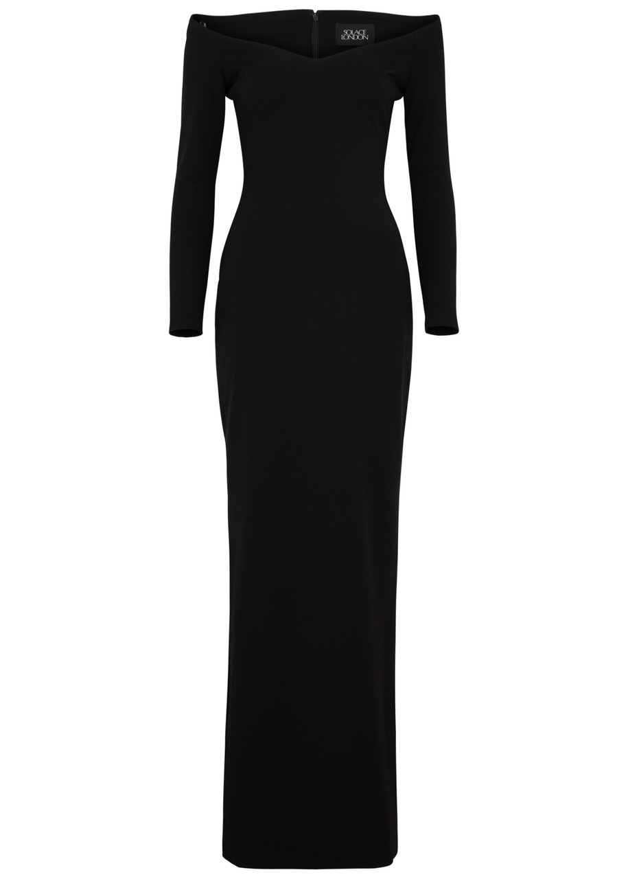 Solace London Tara Crepe Maxi Dress - Black