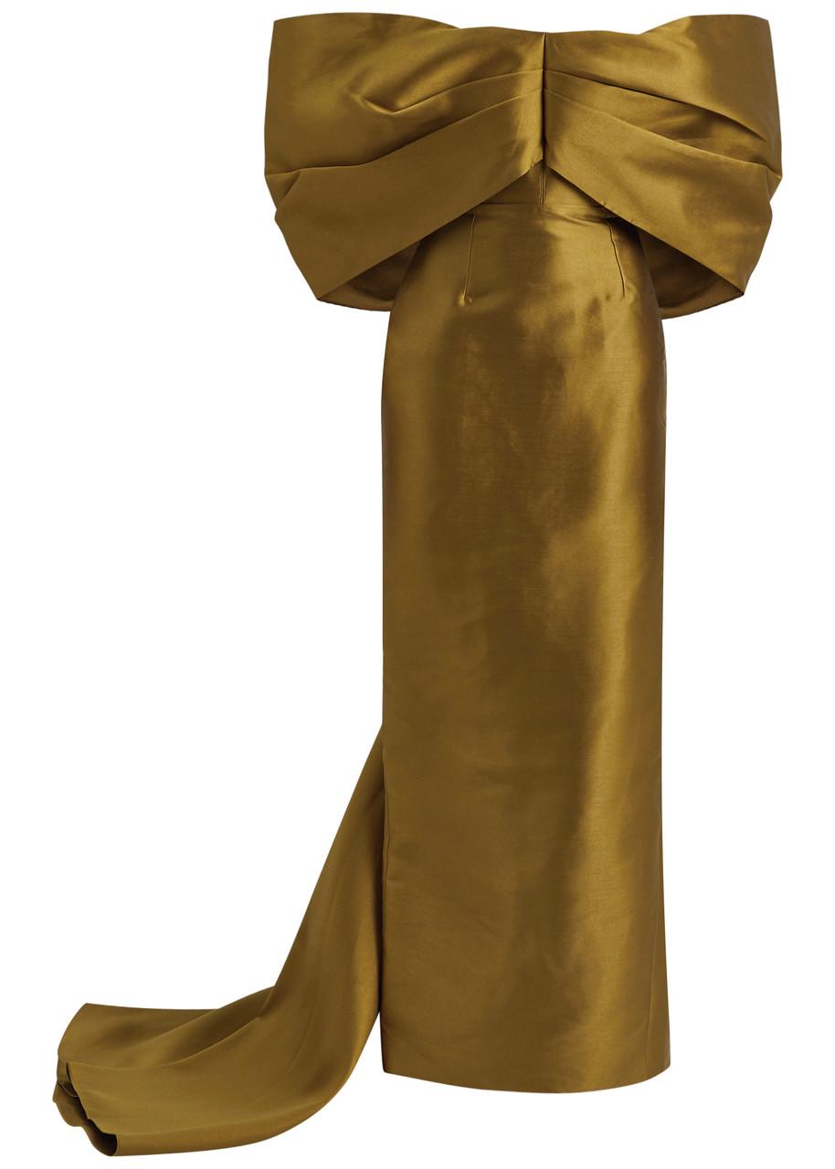 Solace London Delphina Satin-twill Gown - Gold - 14 (UK14 / L)