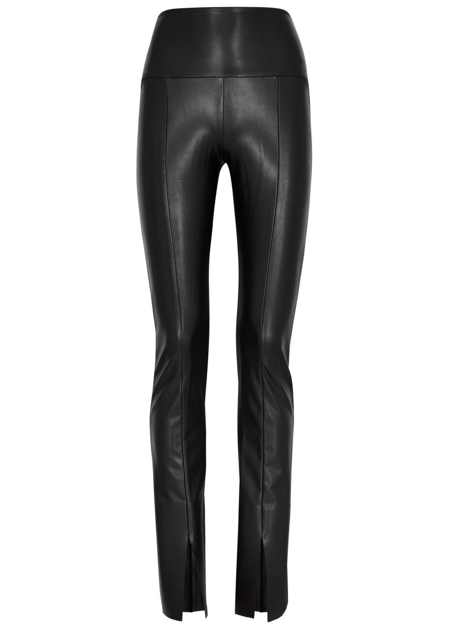 Norma Kamali Spat Faux Leather Flared Leggings In Black