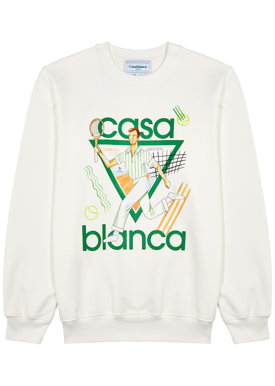 Shop Casablanca Le Jeu Printed Cotton Sweatshirt In Cream