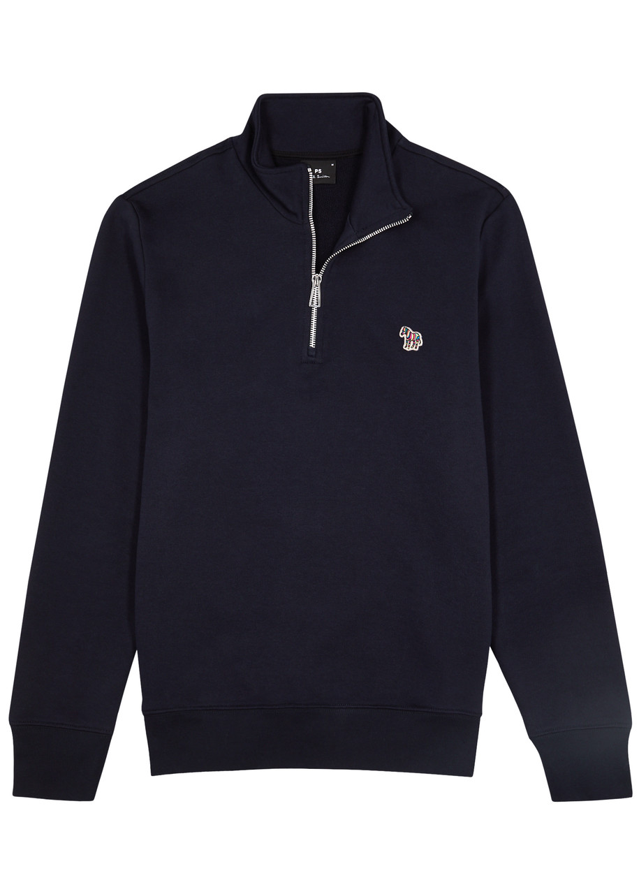 Ps By Paul Smith Logo-patch Funnel-neck Sweatshirt In Navy