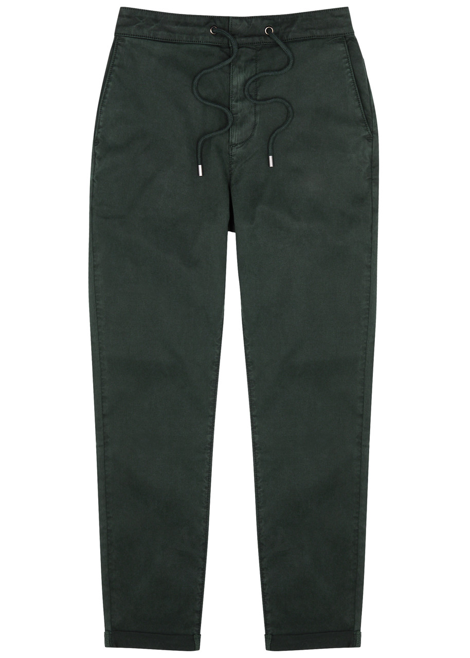 Paige Fraser Stretch-twill Trousers In Dark Green