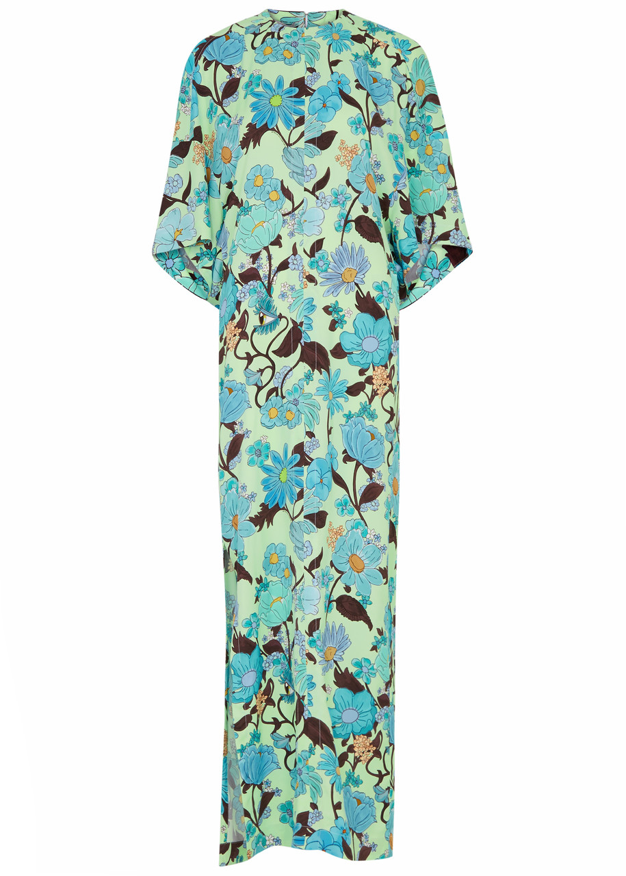 Shop Stella Mccartney Floral-print Satin Maxi Dress In Multicoloured