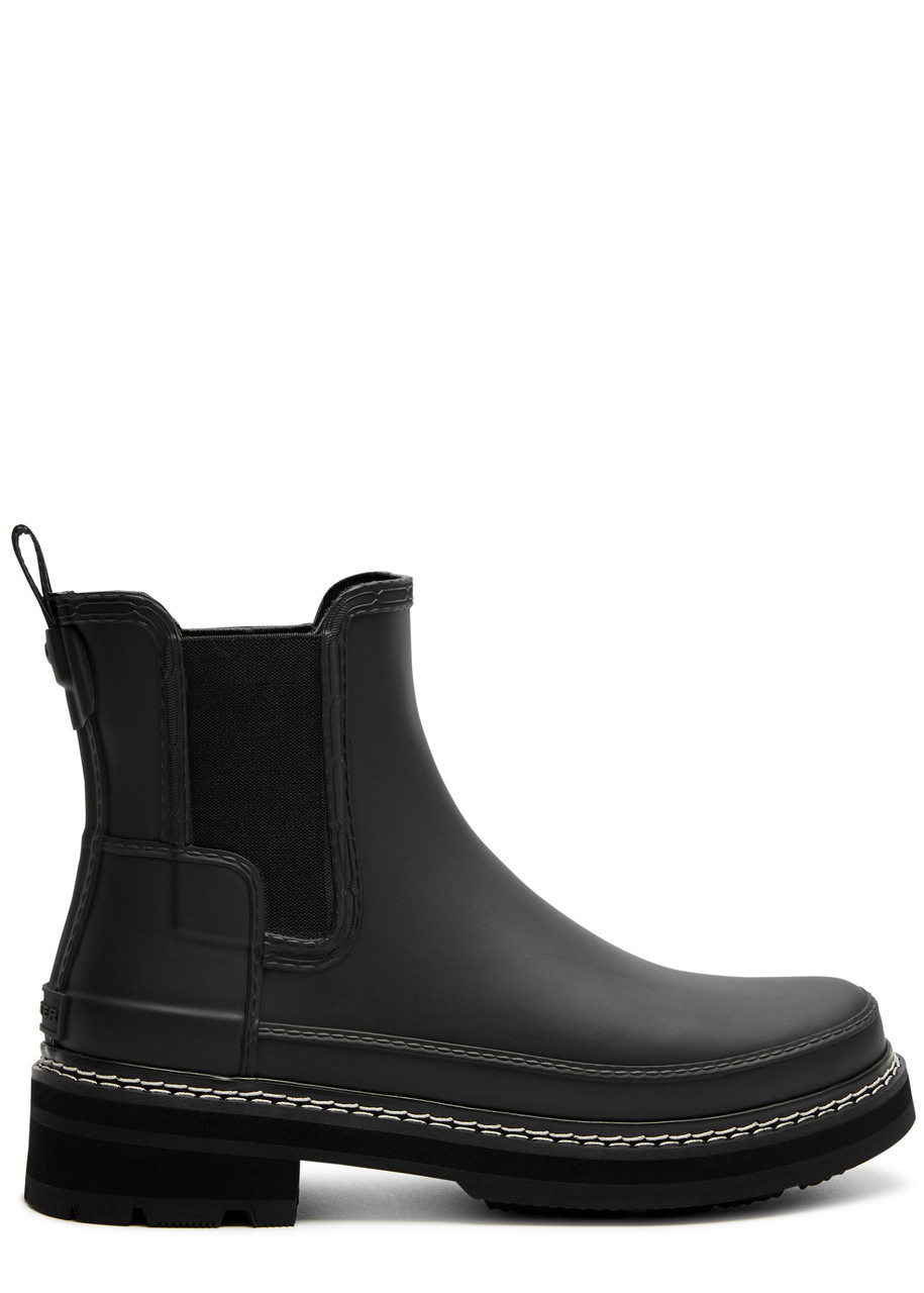 Hunter Refined Rubber Chelsea Boots In Black