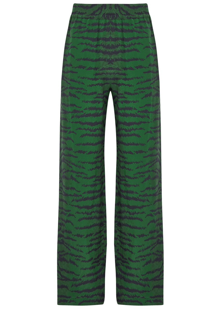 Tiger-print Silk Trousers