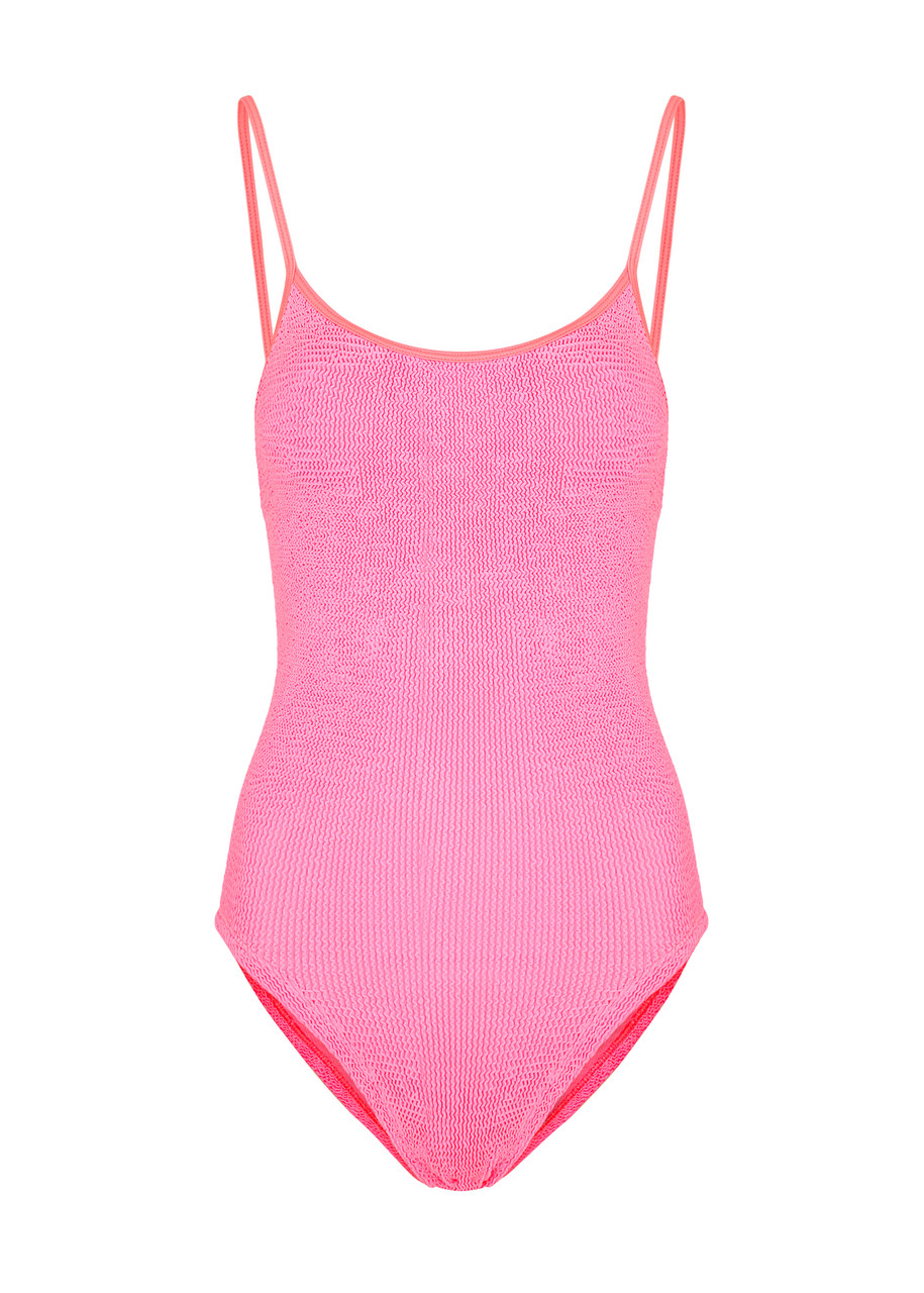 Hunza G + Net Sustain Pamela Seersucker Swimsuit In Pink