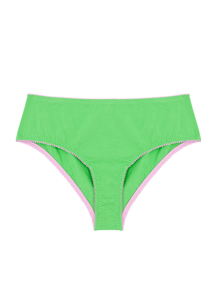 Dora Larsen Angie High-waist Stretch-cotton Briefs In Green