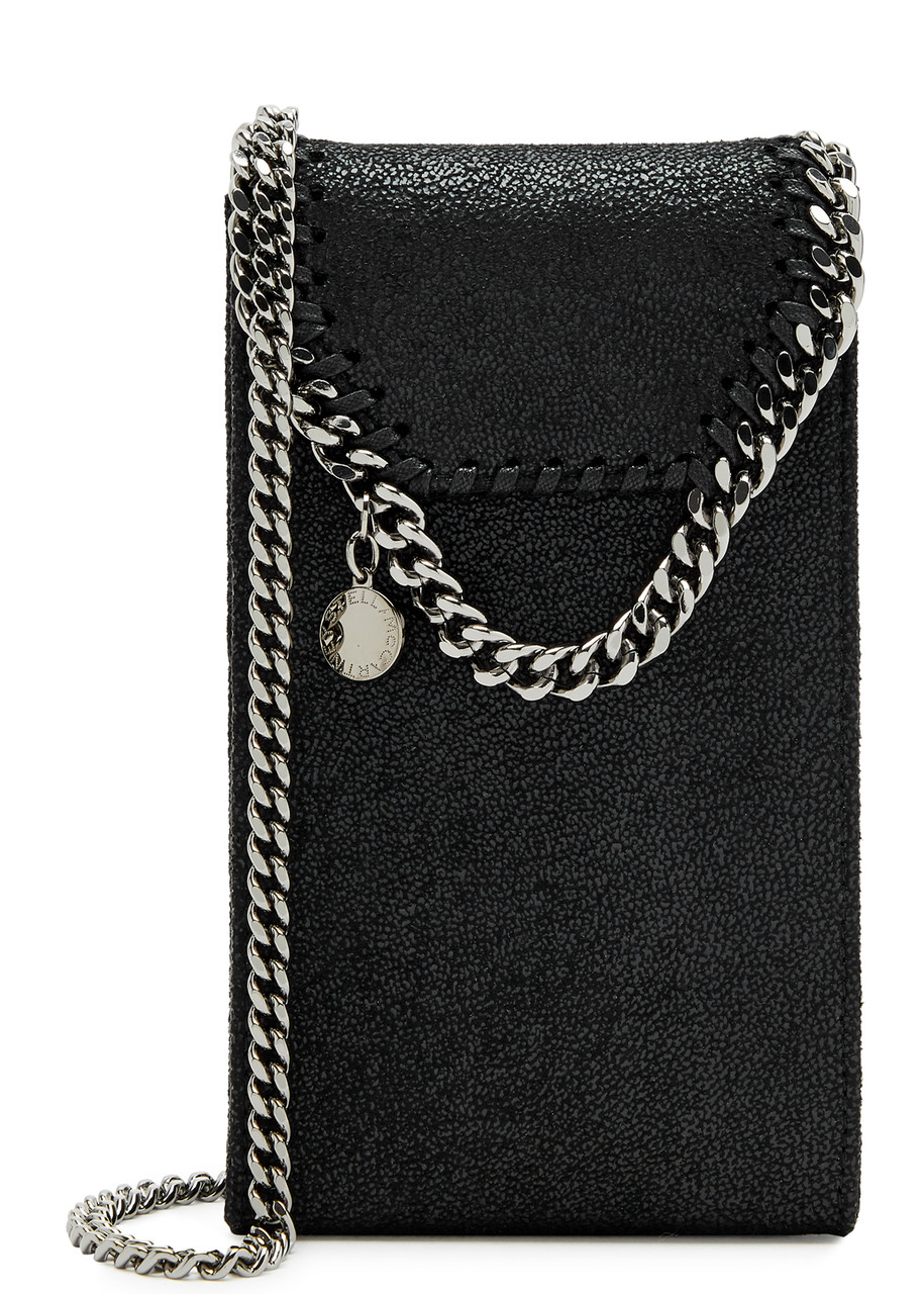 Stella Mccartney Falabella Faux Suede Cross-body Phone Case In Black