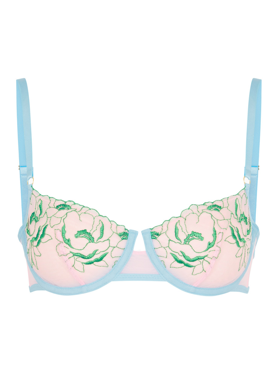 Rue Floral-embroidered Tulle Underwired bra