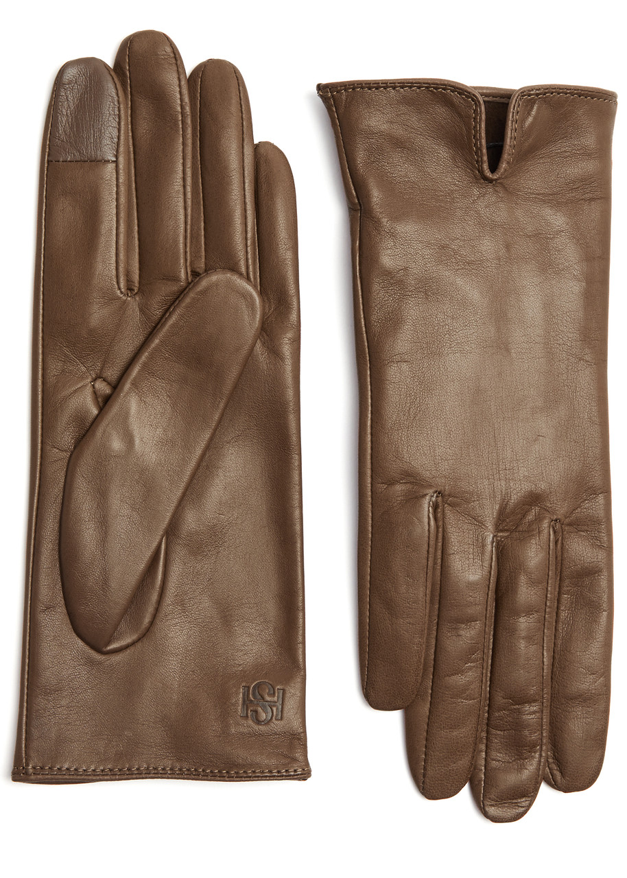 Handsome Stockholm Essentials Leather Gloves In Taupe