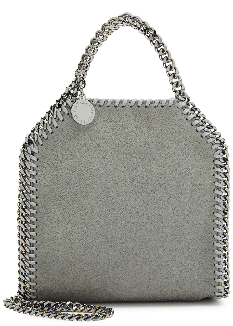 Stella Mccartney Falabella Tiny Faux Suede Tote In Light Grey