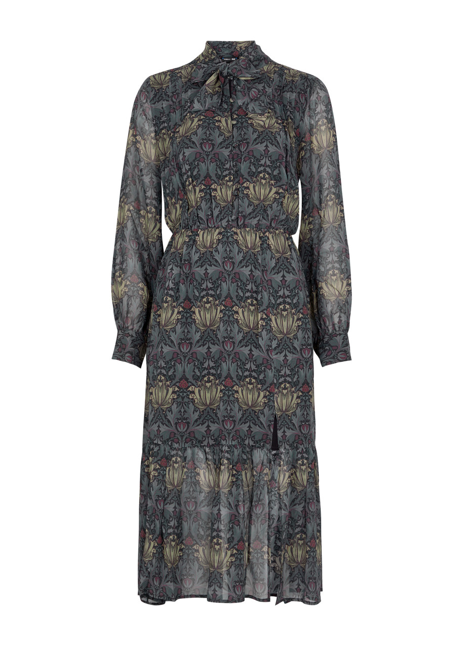 Shop Paige X Morris & Co. Koralina Printed Silk Midi Dress In Multicoloured