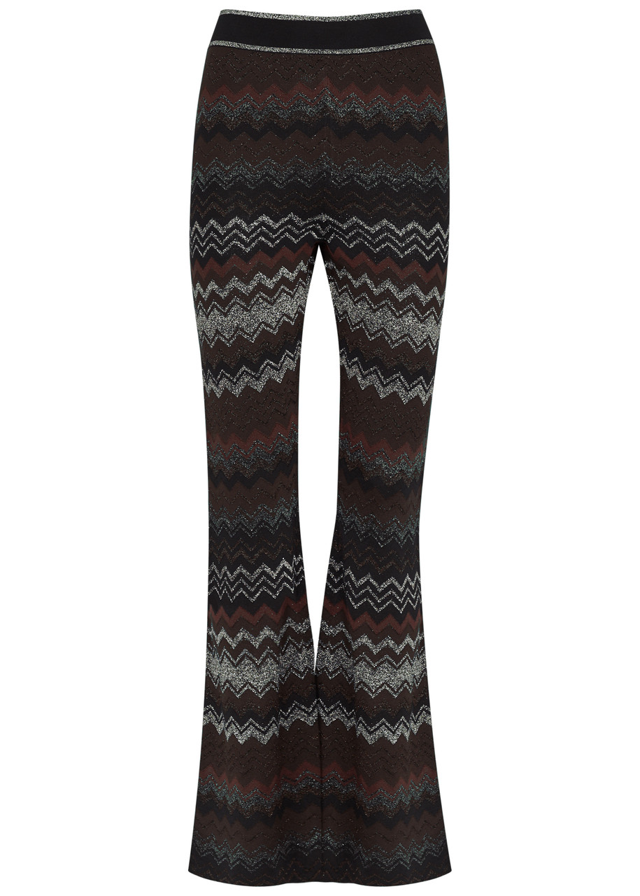 Missoni Zigzag-intarsia Fine-knit Trousers In Black