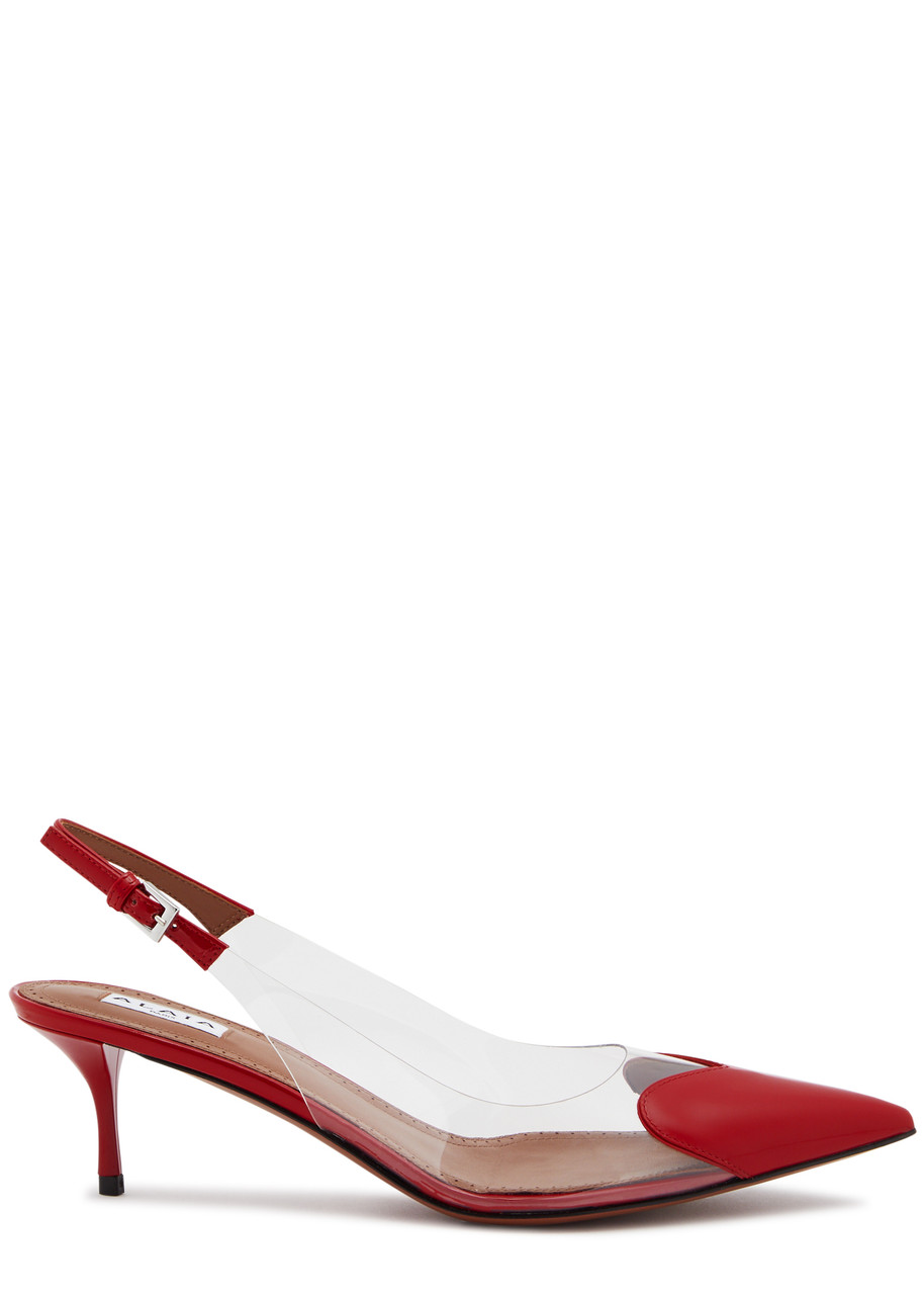 Alaïa Coeur 55 Patent Leather Slingback Pumps - Red