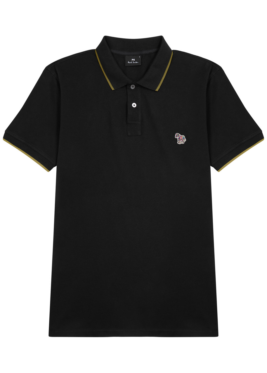 Ps By Paul Smith Ps Paul Smith Zebra Badge Cotton Polo Shirt In Black