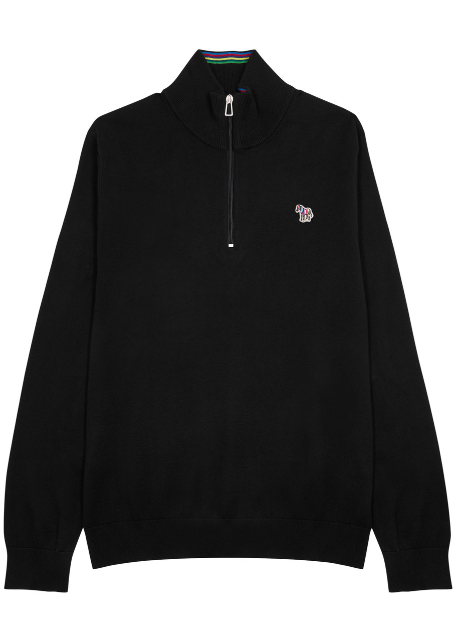 Ps By Paul Smith Logo-patch Zip-up Jumper In Black