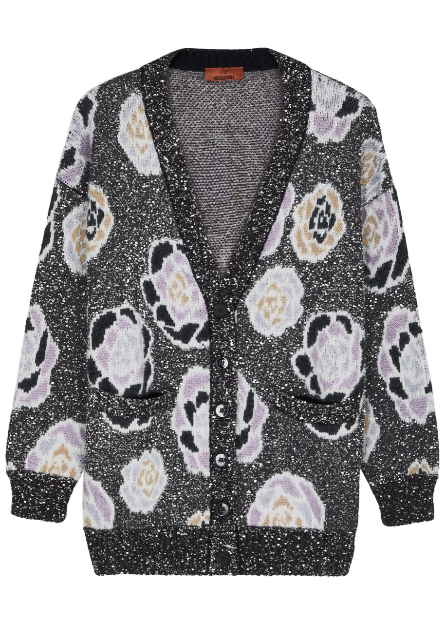 Missoni Intarsia Sequin-embellished Wool-blend Cardigan In Multicoloured