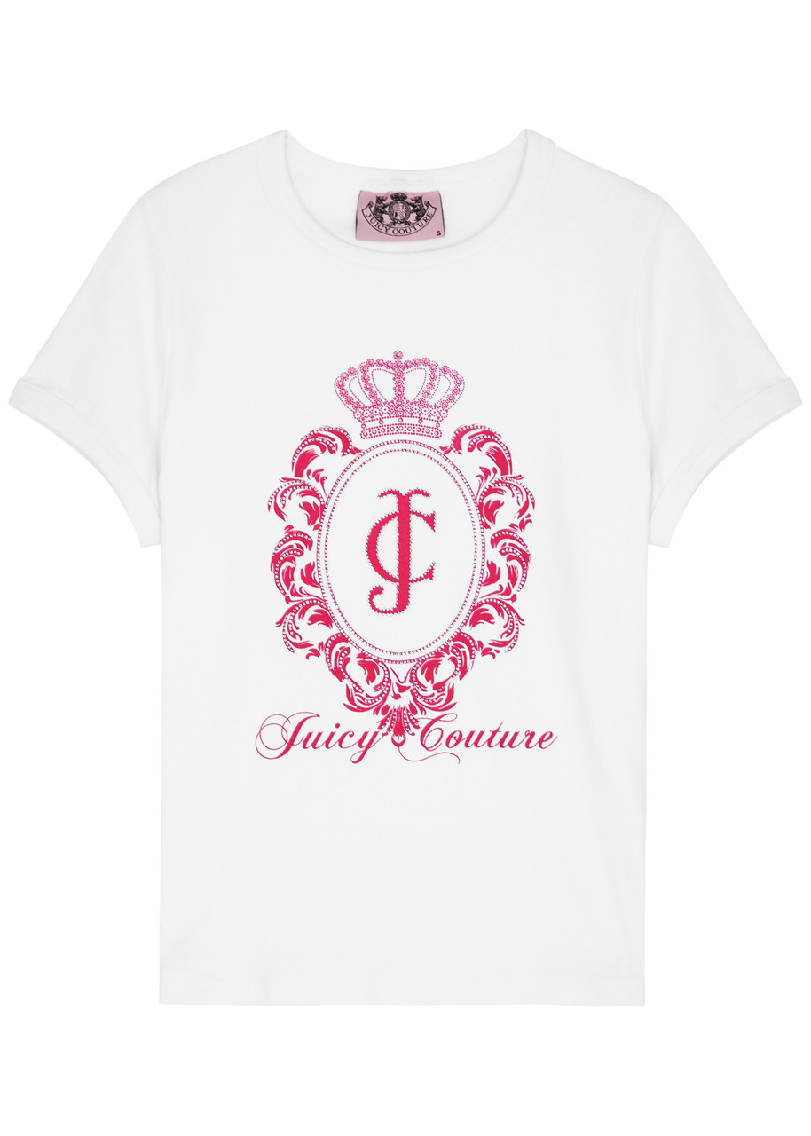 Juicy Couture Heritage Crest Logo Stretch-cotton T-shirt In White