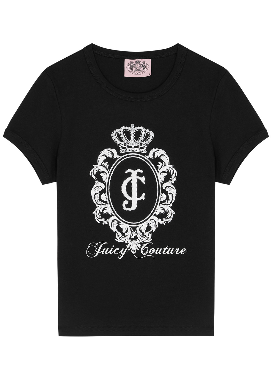 Juicy Couture Heritage Crest Logo Stretch-cotton T-shirt In Black