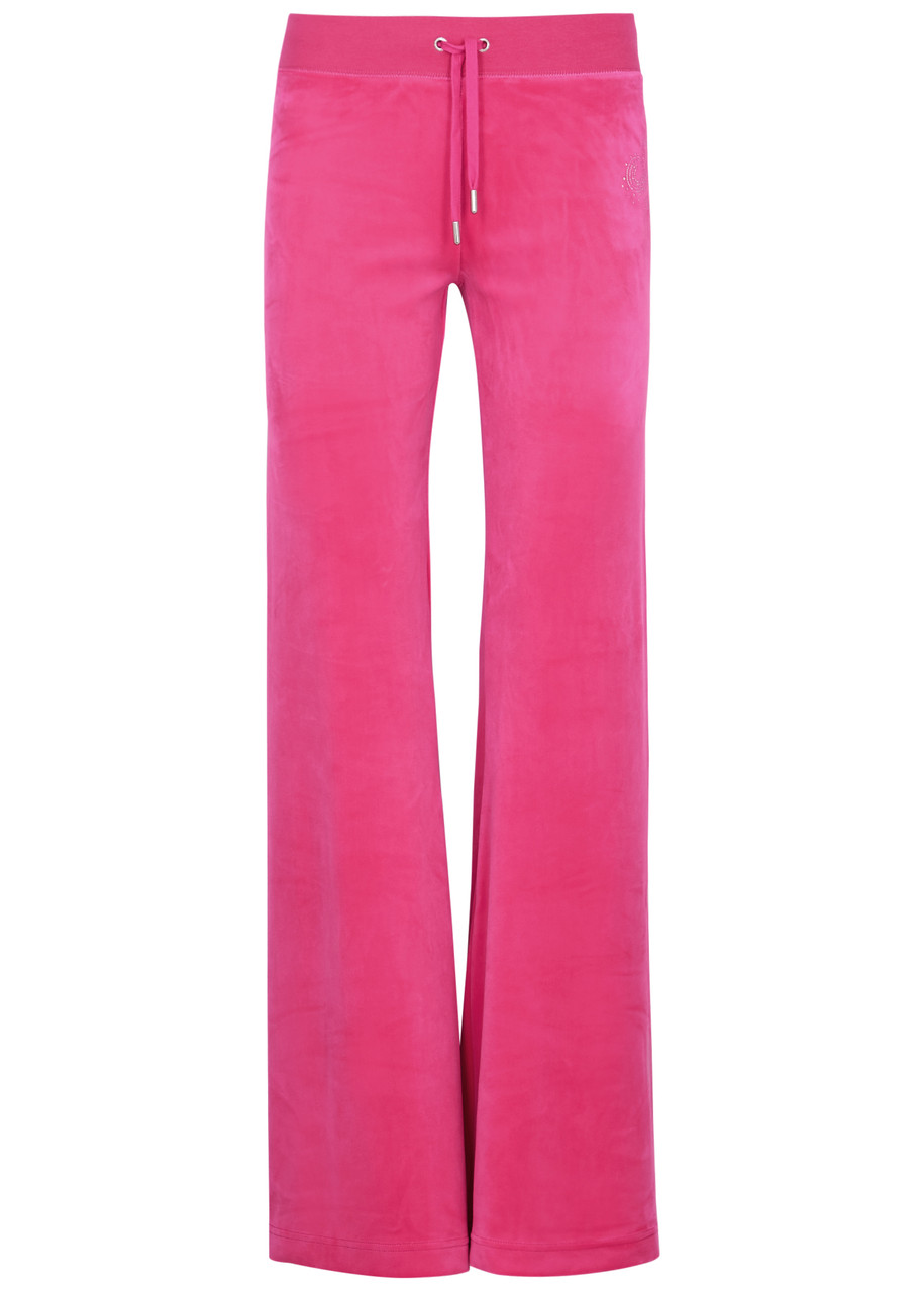 Juicy Couture Scatter Logo-embellished Velour Sweatpants In Pink