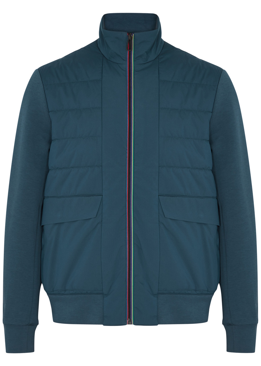 Ps By Paul Smith Quilted Shell And Jersey Jacket In Blue
