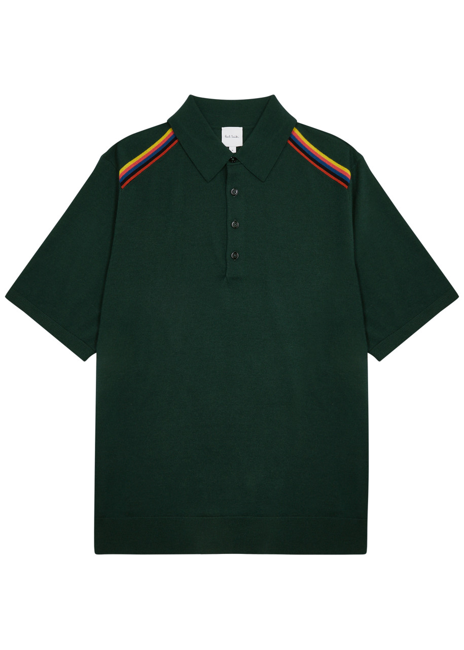 Paul Smith Striped Wool Polo Shirt In Green