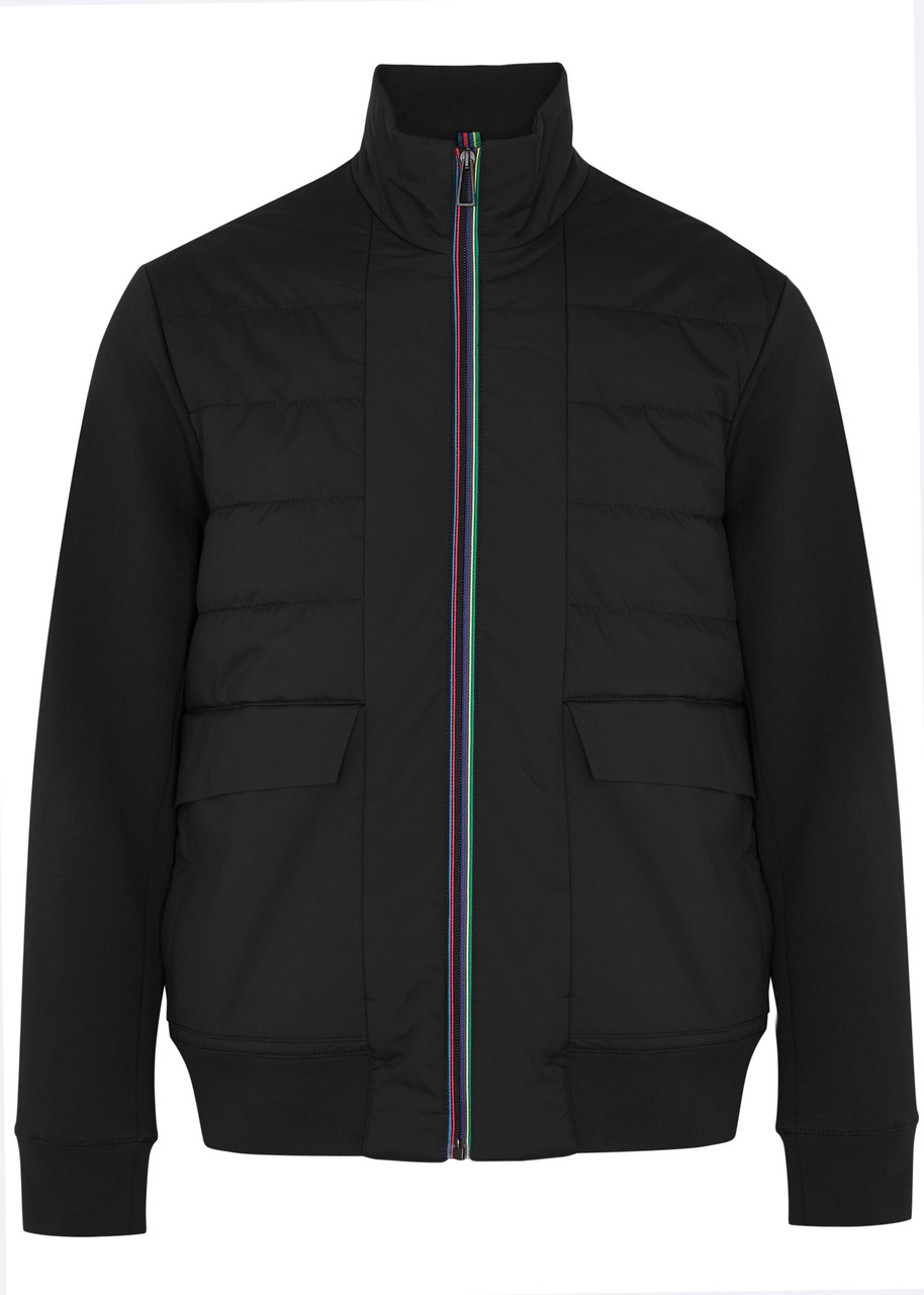 Ps By Paul Smith Quilted Shell And Jersey Jacket In Black