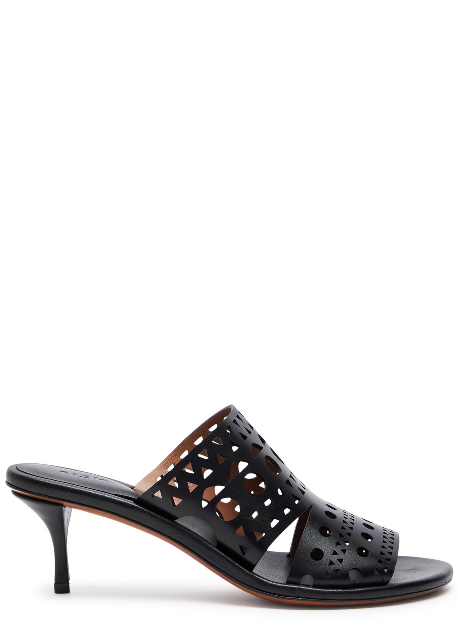 Alaïa Vienne 55 Laser-cut Suede Mules - Black - 39 (IT39 / UK6)