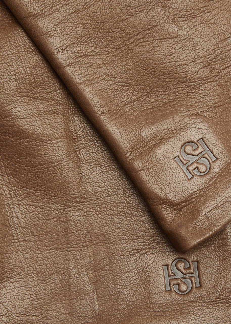 Handsome Stockholm Essentials Long Leather Gloves In Taupe