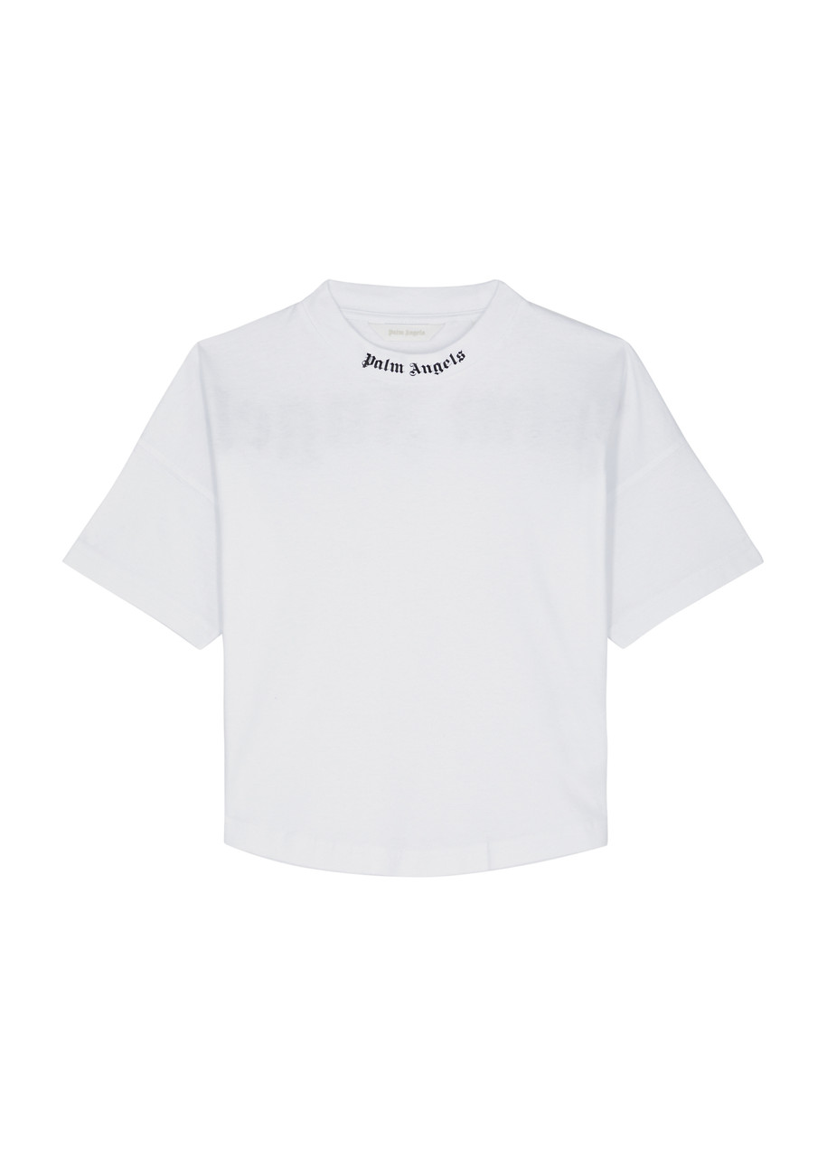 Palm Angels Kids Logo-print Cotton T-shirt In White