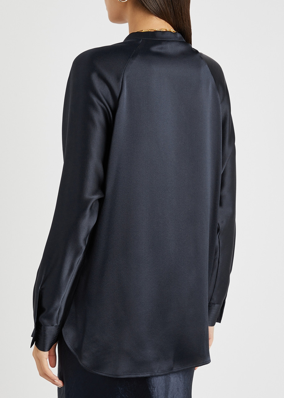  Vince Silk Blouse - Navy - S 