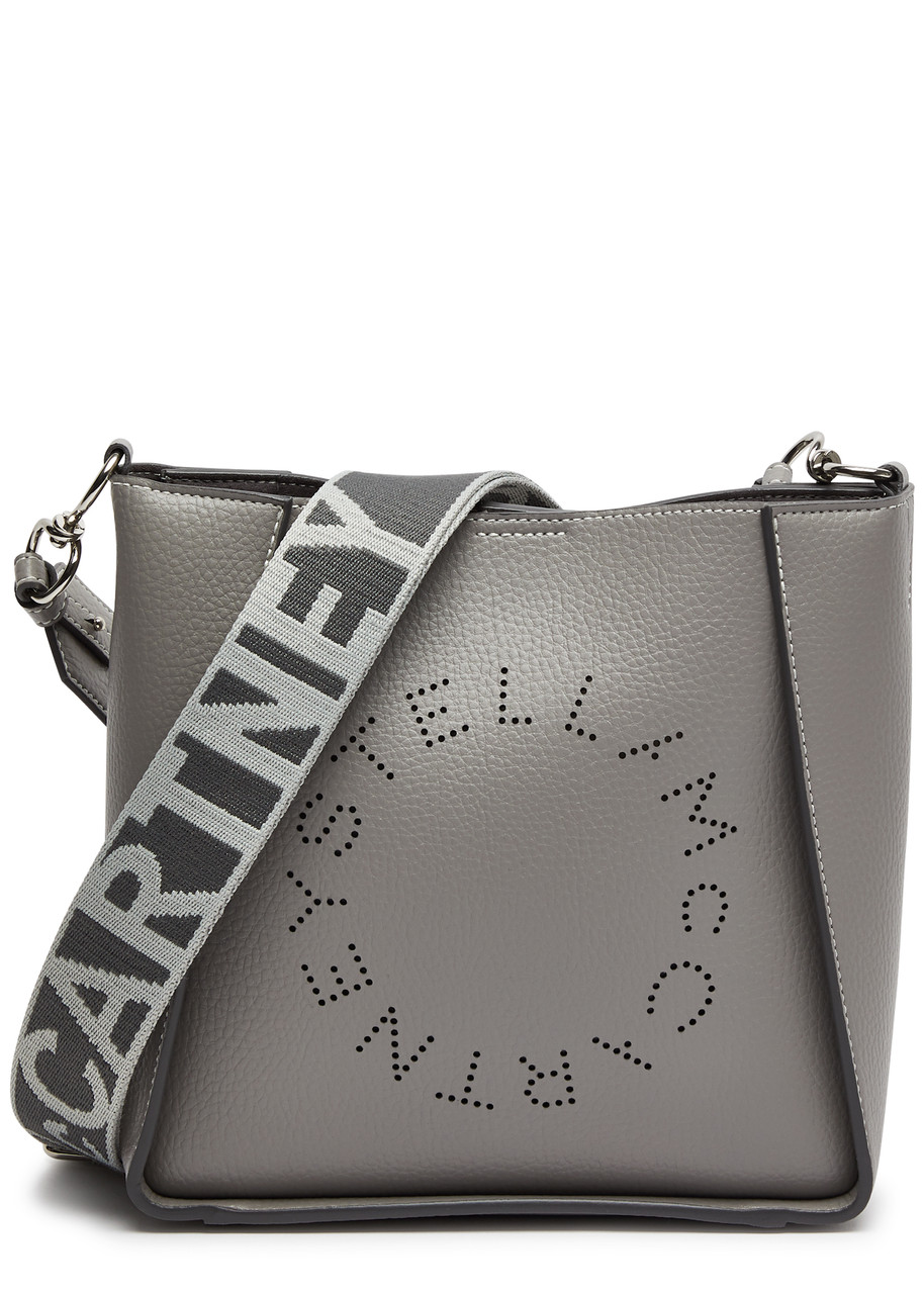 Stella Mccartney Stella Logo Mini Faux Leather Cross-body Bag In Grey