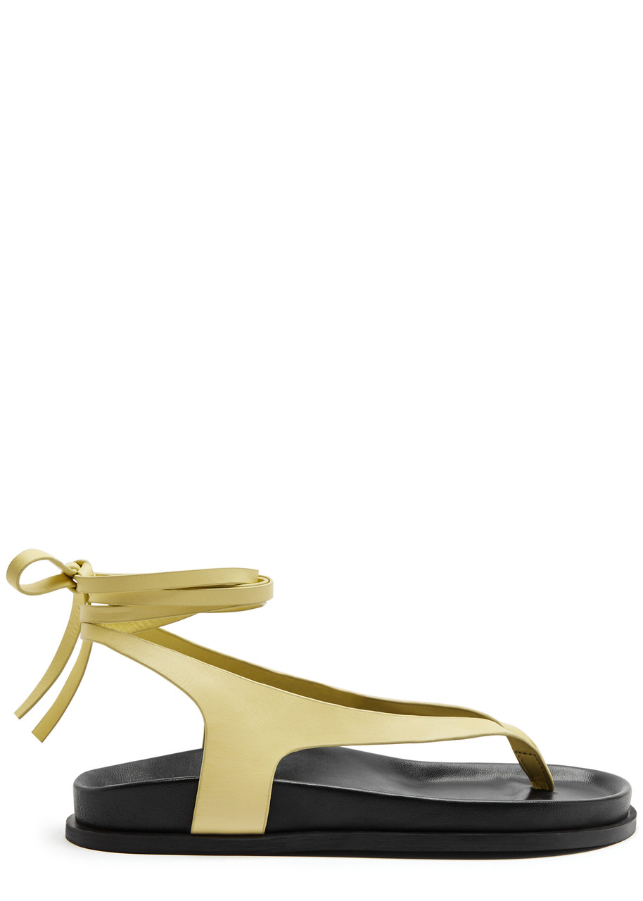 A.emery Shel Lace-up Leather Sandals In Yellow