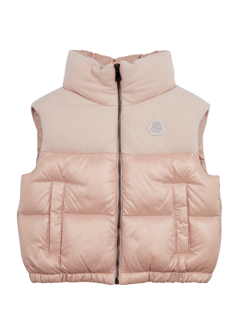 Shop Moncler Kids Suzan Wool-blend And Shell Gilet (8-10 Years) In Pink