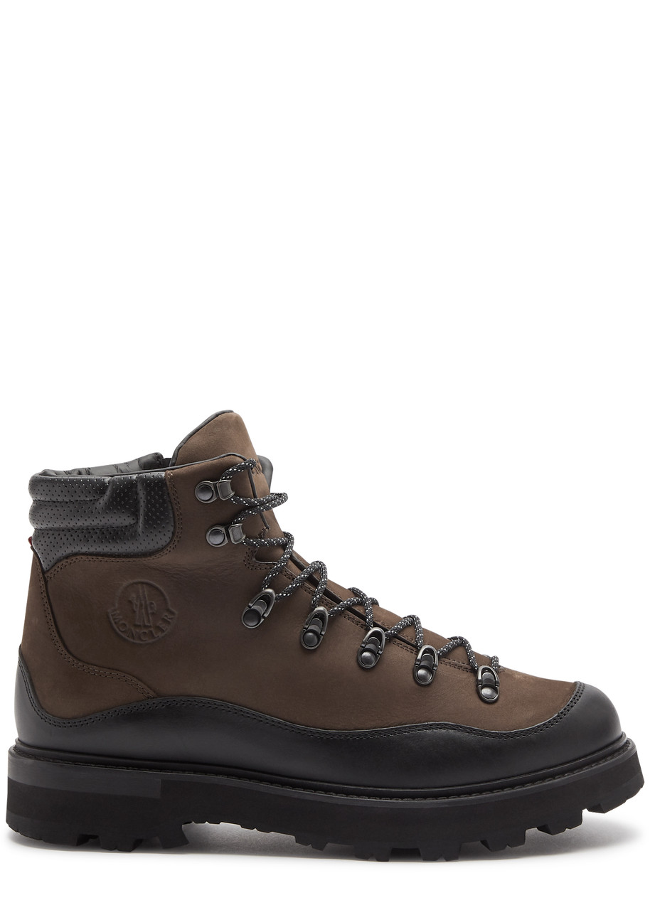 Shop Moncler Peka Trek Panelled Nubuck Hiking Boots In Brown