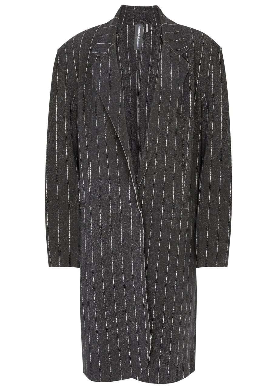 Norma Kamali Oversized Striped Stretch-jersey Jacket In Black