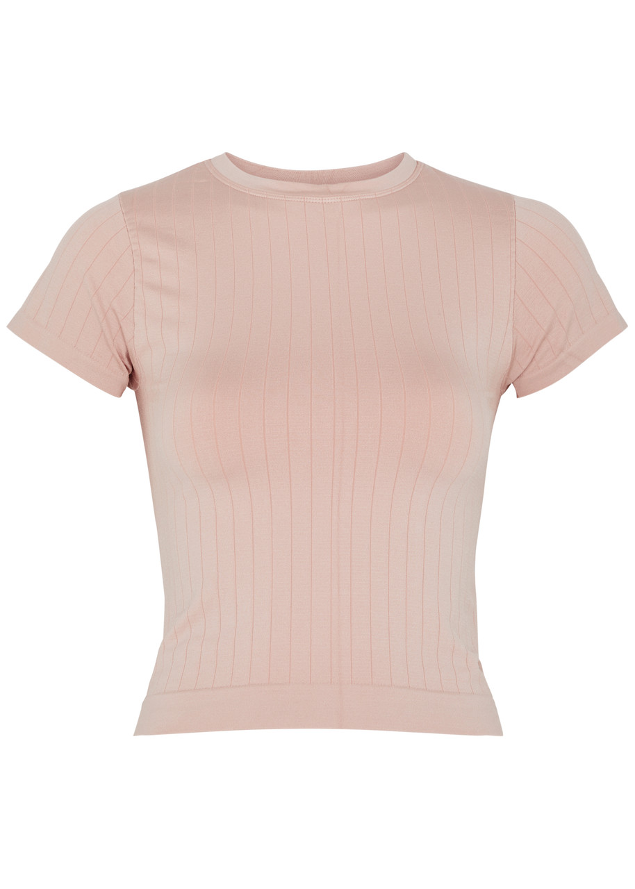 Prism2 Sapient Ribbed Stretch-jersey T-shirt In Light Pink