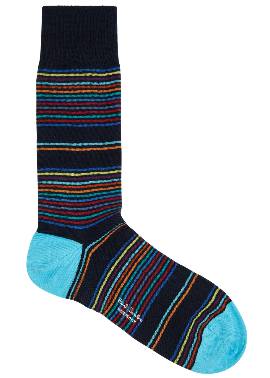 Paul Smith Elton Striped Stretch-cotton Socks In Multicoloured