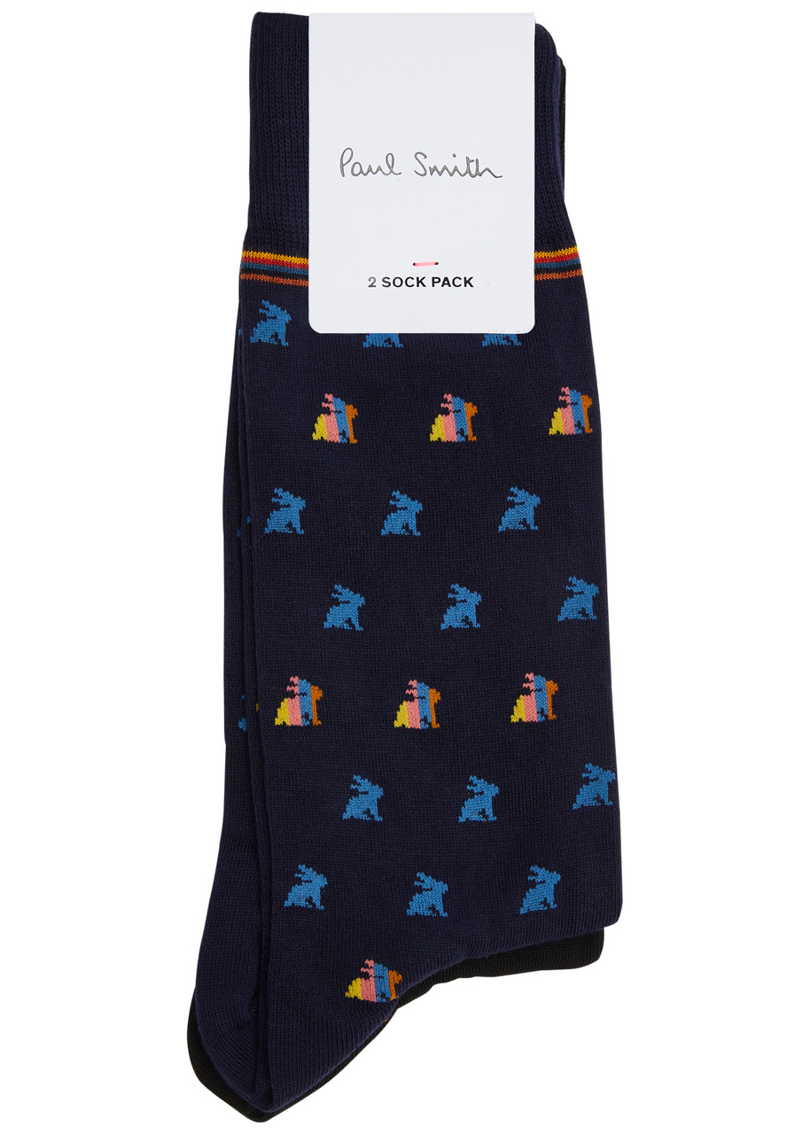 Paul Smith Cole Rabbit-intarsia Stretch-cotton Socks In Multicoloured