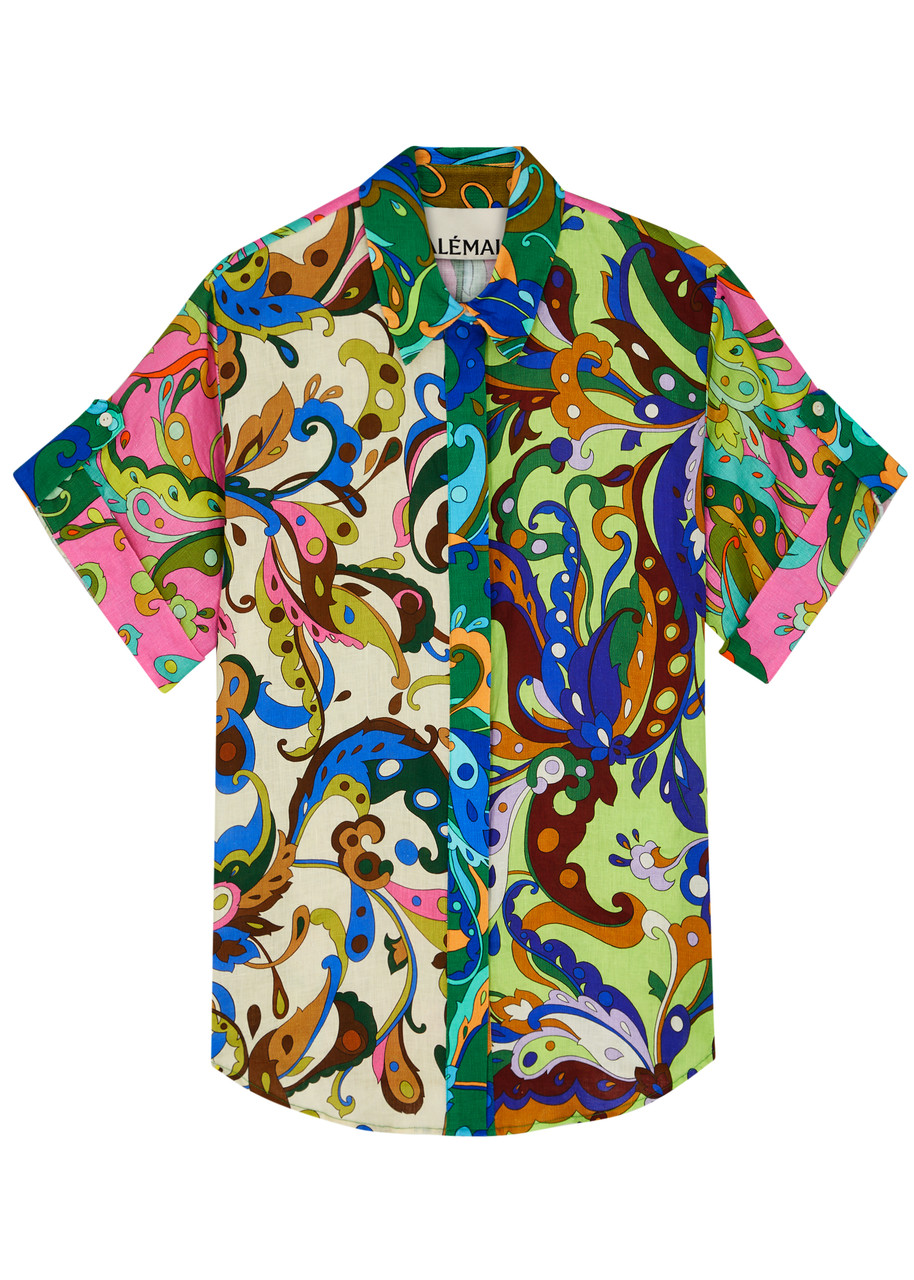 Alemais Yvette Printed Linen Shirt In Multicoloured