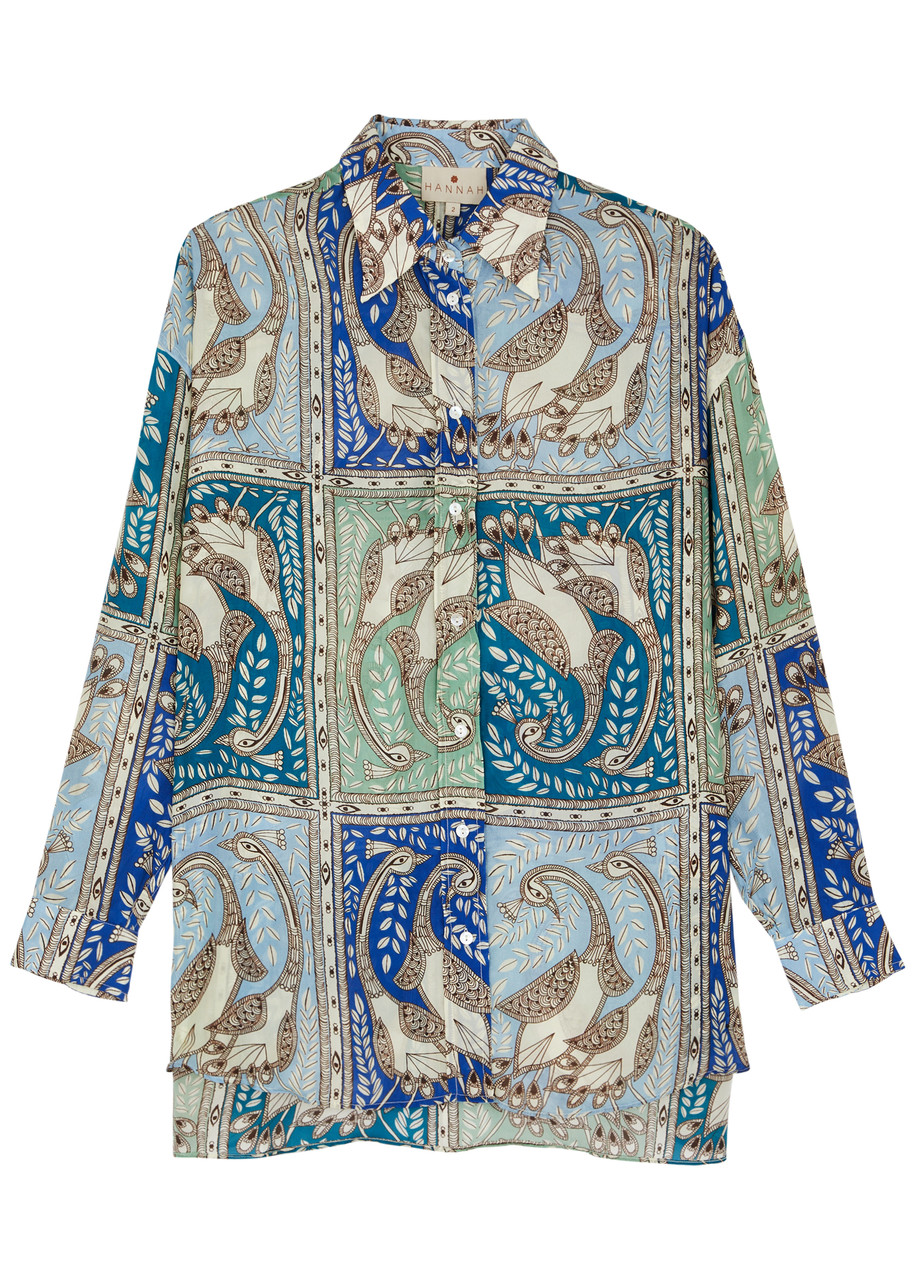 Hannah Artwear Stevie Printed Silk Shirt In Multicoloured